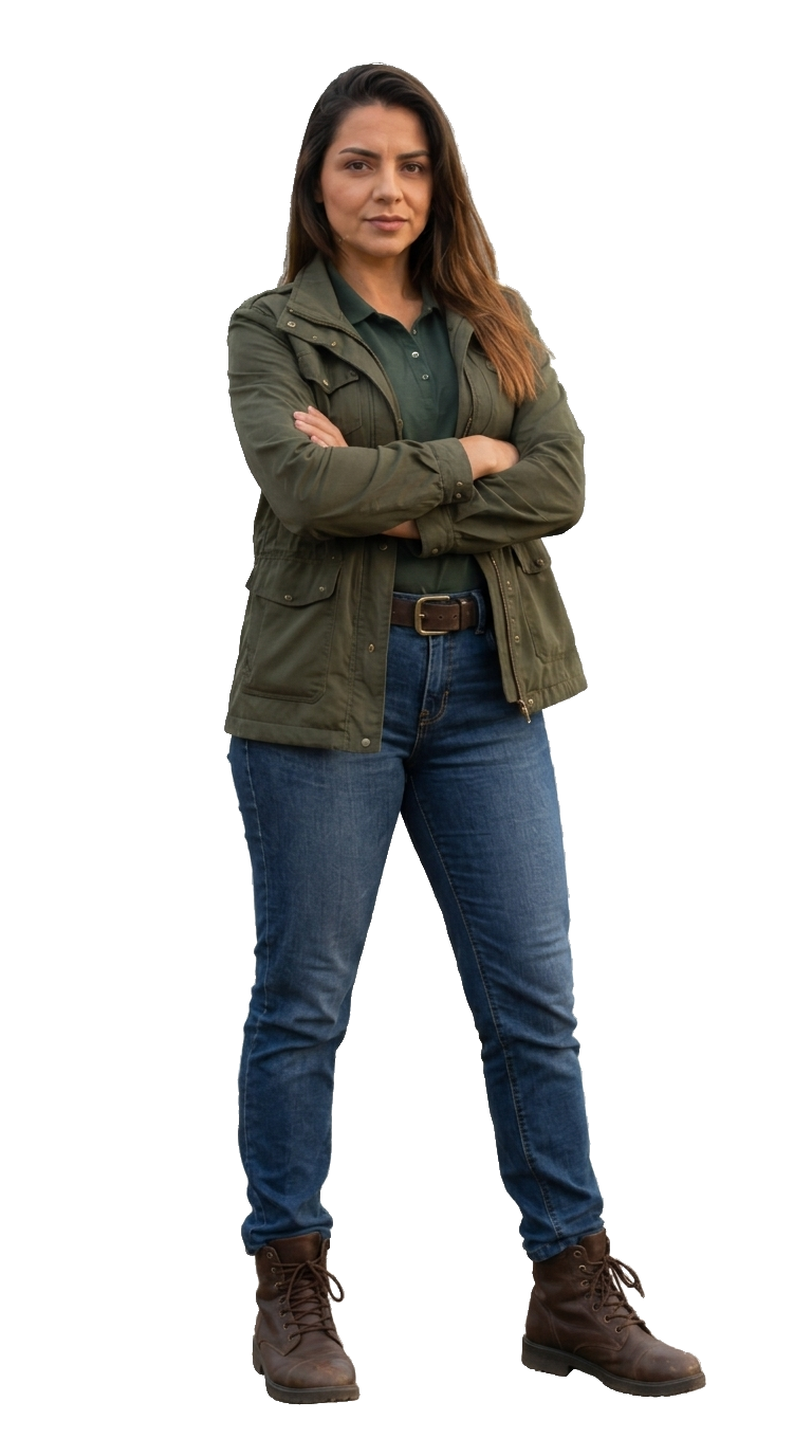 Jaqueline Santinho, engenheira química, vestindo jaqueta